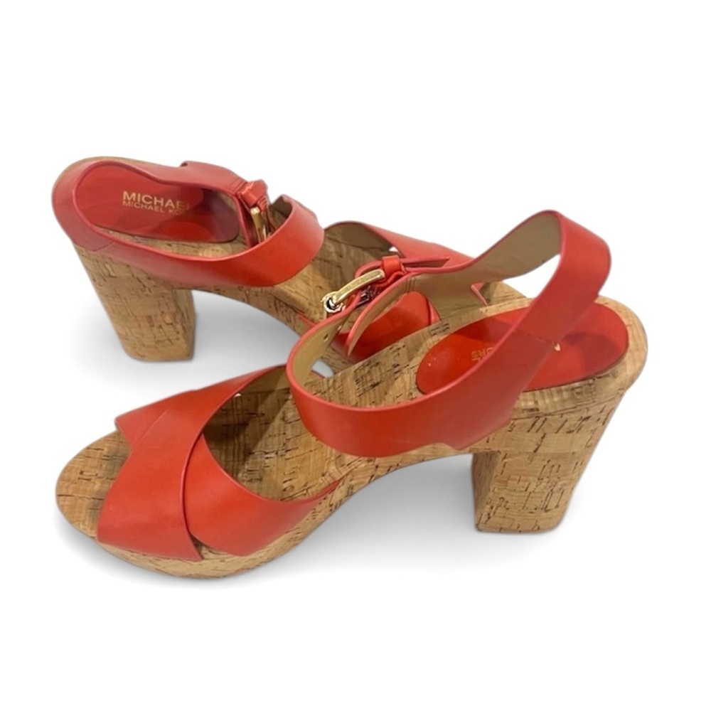 Michael kors Natalia cork platforms orange open toe sandals size 9.5